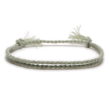 Bracelet cordon gris corde textile deux brins tressés nœud coulissant franges