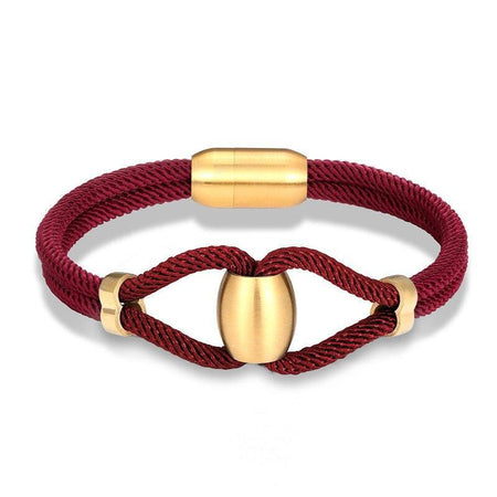 Bracelet cordon homme luxe cordons torsadés rouge finitions dorées