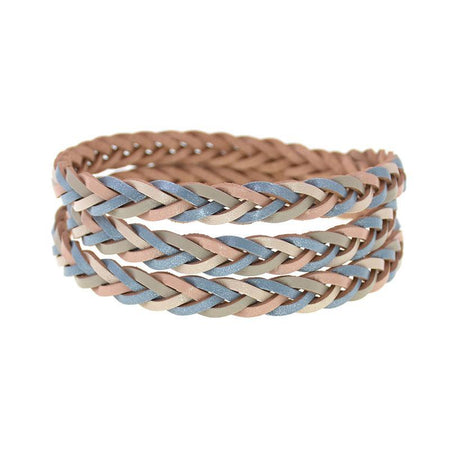 bracelet cuir 3 tours femme bleu