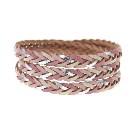 bracelet cuir 3 tours femme beige