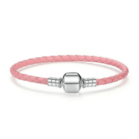 bracelet cuir artisanal femme rose
