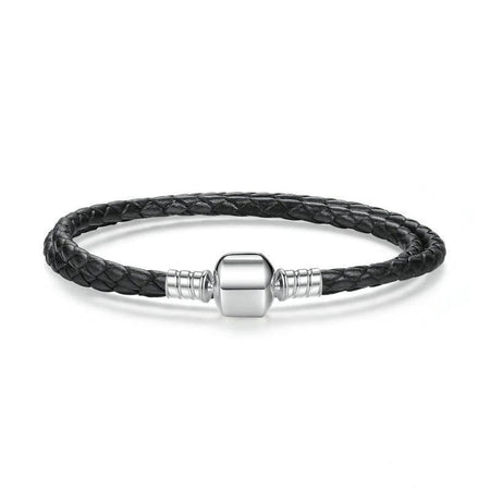 bracelet cuir double tour femme noir