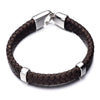 bracelet cuir et acier homme marron