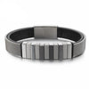 bracelet cuir et métal argenté homme