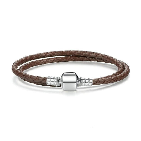 bracelet cuir femme 2 tours marron