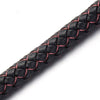 cordon cuir tressé noir et rouge