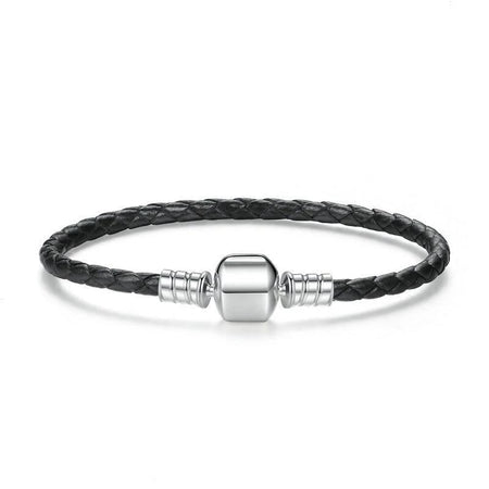 bracelet cuir noir femme tressé