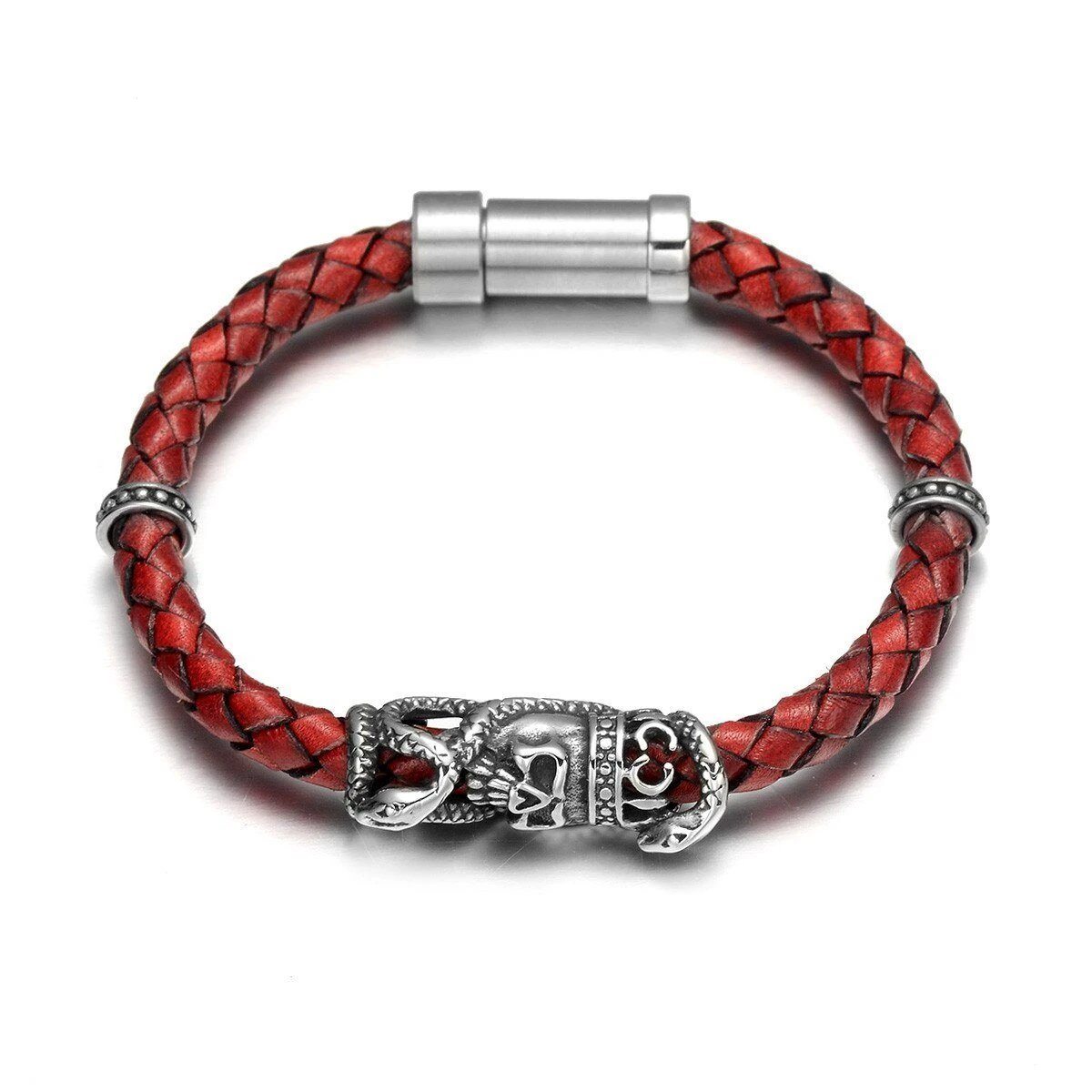 Bracelet En Cuir Vintage - Style Rétro Et Fantaisie - Blanc - Alliage