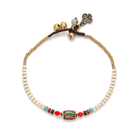 bracelet de cheville ethnique blanc