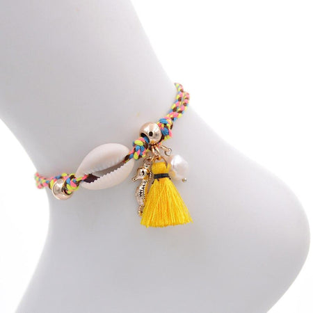 bracelet cheville femme pompon 