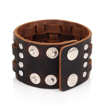 bracelet de force en cuir homme marron