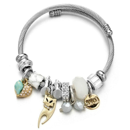 bracelet en acier inoxydable femme charms