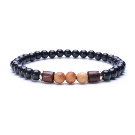 bracelet en perle de bois pour homme noir