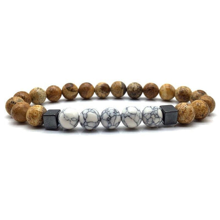 bracelet en perle homme marron et gris