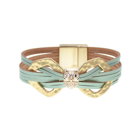 bracelet fantaisie cuir femme vert