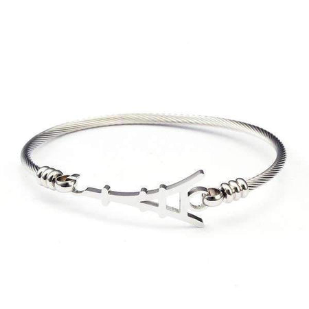 Bracelet homme acier inoxydable câble torsadé tour parisienne finition argentée