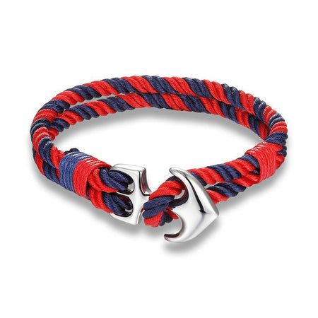 bracelet homme avec ancre de bateau rouge