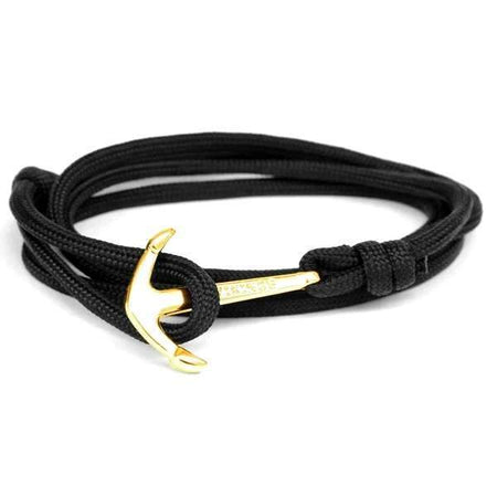 bracelet homme avec ancre marine noir