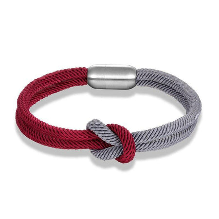 bracelet homme corde marin bordeaux et gris