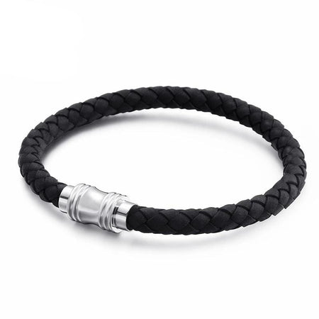 bracelet homme cuir tressé noir 