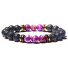 bracelet homme perle pierre de lave violet