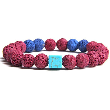 bracelet homme perle volcanique multicolore