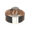 bracelet large en cuir noir pour femme