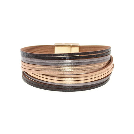 bracelet lien cuir femme doré