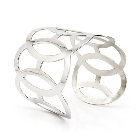 BRACELET MANCHETTE MÉTAL ARGENTÉ - (ACIER)