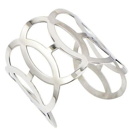 BRACELET MANCHETTE MÉTAL ARGENTÉ - (ACIER)