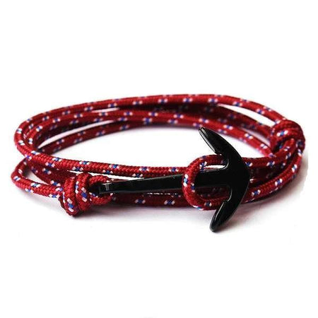 bracelet marin homme ancre bordeaux
