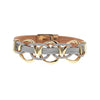 bracelet métal et cuir femme gris