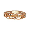 bracelet métal et cuir femme marron
