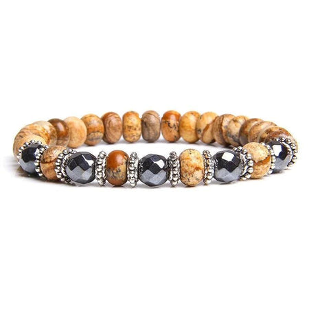 bracelet perle homme luxe marron