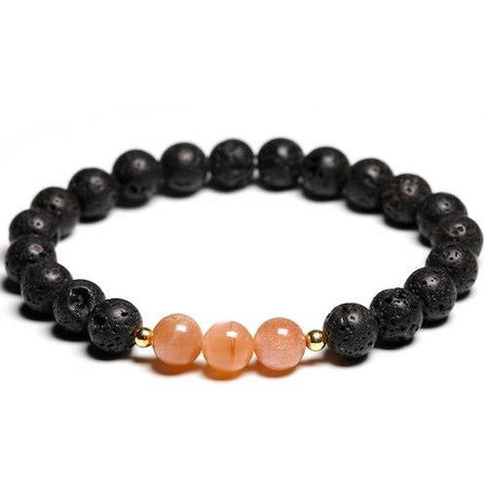 bracelet perle pierre femme rose et noir