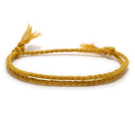 Bracelet sur cordon moutarde corde textile tressage serré nœud coulissant ajustable