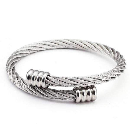 bracelet câble acier pour homme argenté