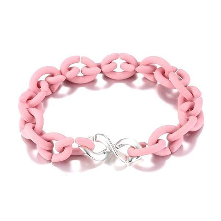 bracelet caoutchouc de couleur rose