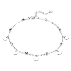 Bracelet De Cheville Argent 925 Femme – Double Chaîne Réglable 22+5cm Or/Rose/Blanc – Été Plage Pieds Nus