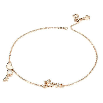 chaîne de cheville argent rose femme