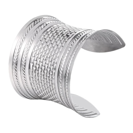 bracelet manchette femme acier argenté