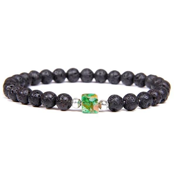 bracelet homme perle noire pierre verte