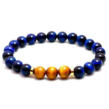 bracelet homme perles naturelles bleues
